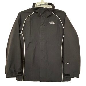 The North Face HyVent Girl's Jacket Large Black‎ Waterproof Shell No Hood/Lining
